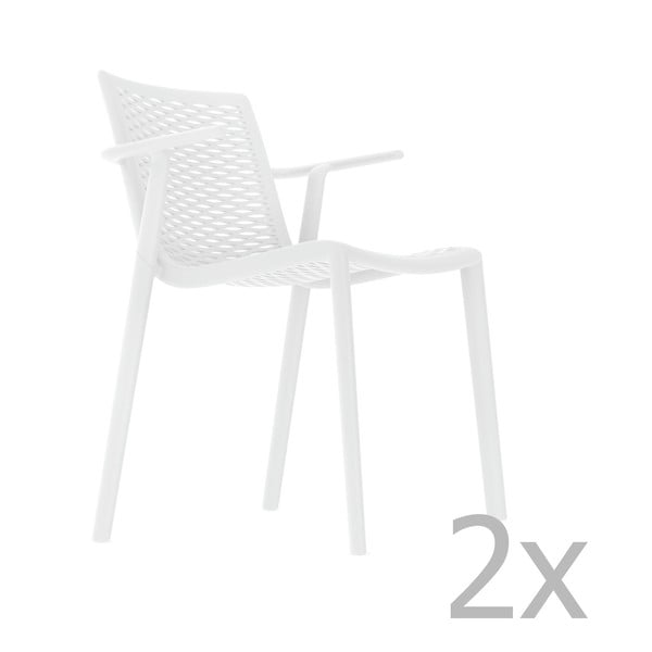 2 baltų sodo valgomojo kėdžių rinkinys "Resol Net-Kat