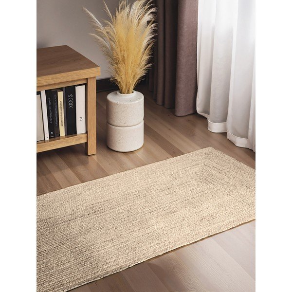 Apverčiamas/rankų darbo kreminės spalvos iš džiuto kilimas 80x200 cm Juno – Hanse Home-image-1