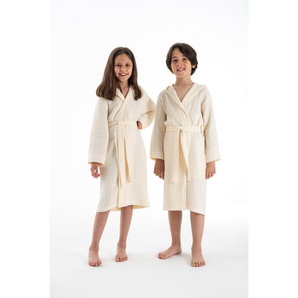 Kreminės spalvos iš muslino vaikiškas chalatas 5-6 metai Muslin – Foutastic