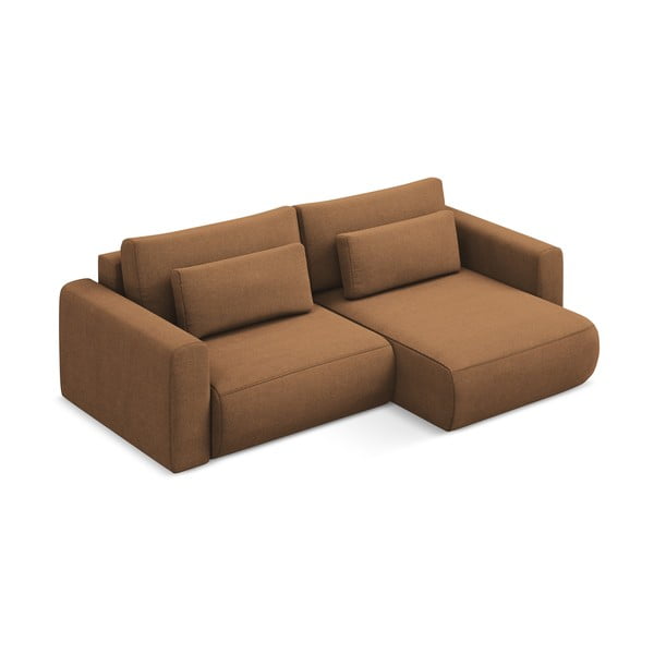 Terakotos spalvos sulankstoma/su sandėliavimo vieta kampinė sofa (su dešiniuoju kampu/su gultu) Kapua – Makamii-image-4