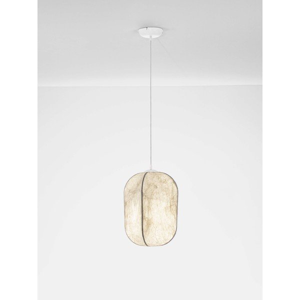 Baltos spalvos iš metalo kabantis šviestuvas ø 30 cm su tekstiliniu gaubtu Pierida – Nova Luce-image-3