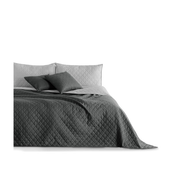Pilka dvipusė mikropluošto lovatiesė DecoKing Axel Charcoal Silver, 260 x 280 cm
