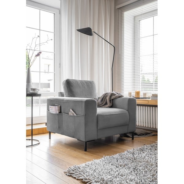 Iš kordinio velveto krėslas pilkos spalvos Lofty Lilly – Miuform-image-2