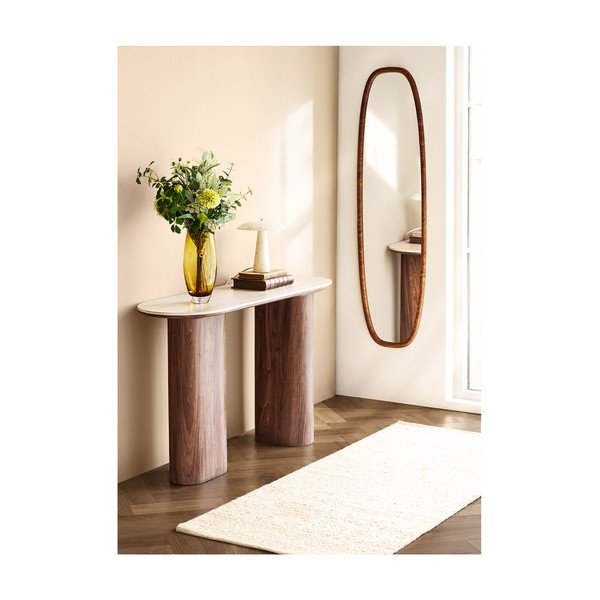 Smėlio spalvos/tamsiai rudos spalvos iš keraminės plokštės konsolinis staliukas 40x120 cm Delphi – House Nordic-image-2