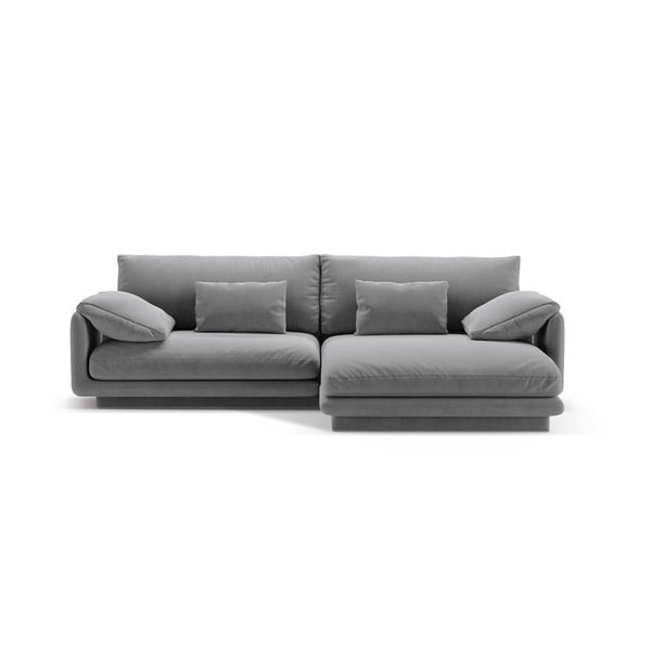 Iš velveto kampinė sofa šviesiai pilkos spalvos (su dešiniuoju kampu/su gultu) Torino – Micadoni 