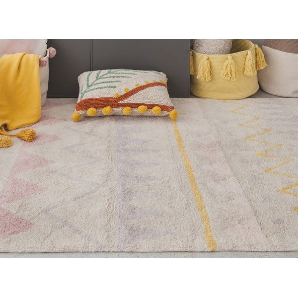 Skalbiamas/rankų darbo iš medvilnės vaikiškas kilimas rožinės spalvos/kreminės spalvos 140x200 cm Azteca Vintage Nude – Lorena Canals-image-4