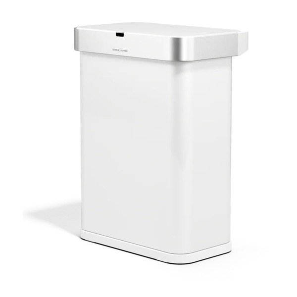 Matinės baltos spalvos iš plieno bekontaktė šiukšliadėžė 58 l Sensor – simplehuman-image-2