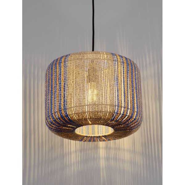Mėlynos spalvos/natūralios spalvos iš virvės kabantis šviestuvas ø 33 cm Abby – Nova Luce-image-1