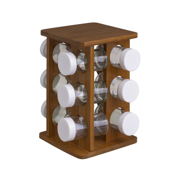Prieskonių indai 12 vnt. su stovu Bamboo Walnut – Casa Selección