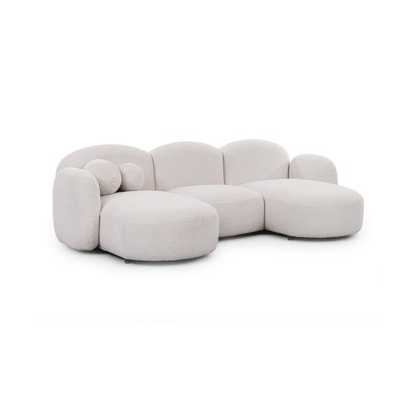 Kreminės spalvos kampinė sofa iš boucle („U“ formos) Orbit – Ropez