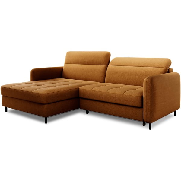 Geltonos spalvos iš velveto sulankstoma/su sandėliavimo vieta kampinė sofa (su kairiuoju kampu/su gultu) Gomsi – ELTAP-image-2