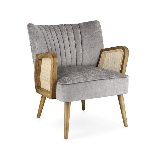 Pilkos spalvos krėslas iš velveto Virna – Bizzotto