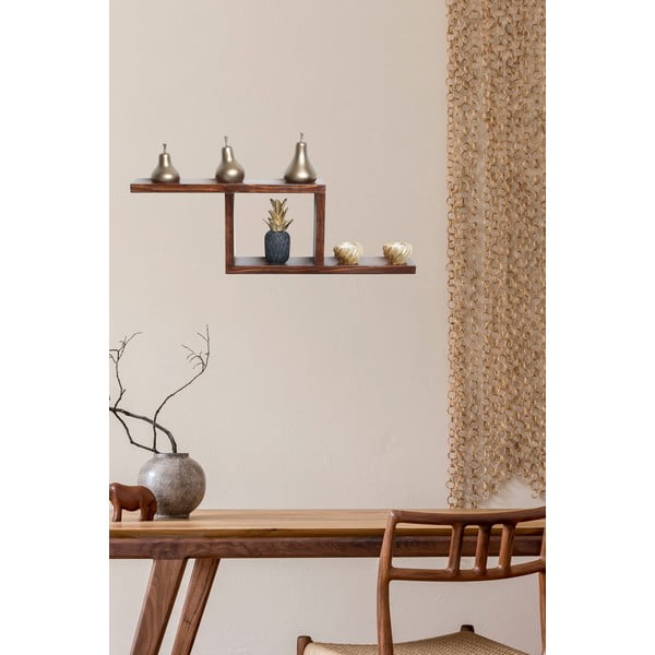 Iš kėnio masyvo kelių aukštų sieninė lentyna natūralios spalvos 17 cm Linn – Kalune Design-image-1