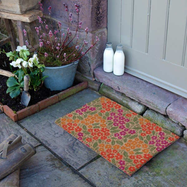 Iš kokoso pluošto grindų kilimėlis 40x60 cm Floral – Artsy Doormats-image-2