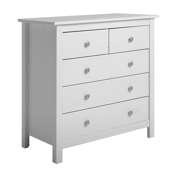 Iš pušies masyvo aukšta šoninė spintelė baltos spalvos 79x80 cm Berna – Marckeric-image-2