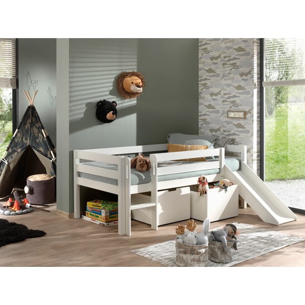 Balta paaukštinta vaikiška lova su čiuožykla Vipack Pino, 90 x 200 cm-image-4