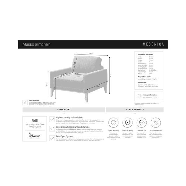 Mėlynas fotelis su medinėmis kojomis MESONICA Musso Tufted-image-4