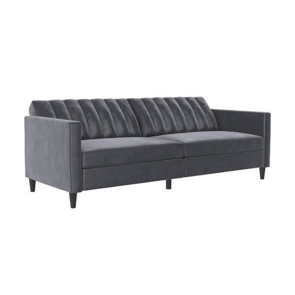 Iš velveto sofa pilkos spalvos 207 cm Celine – Støraa-image-1