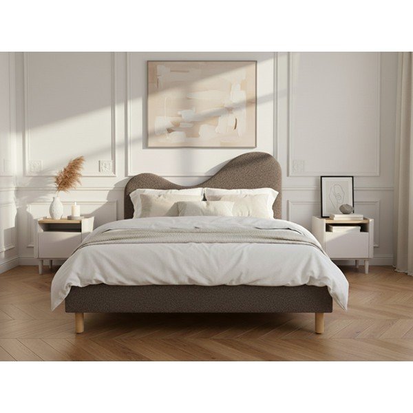 Rudos spalvos iš audinio dvigulė lova audiniu dengta su lovos grotelėmis 160x200 cm Celina – Bobochic Paris-image-3