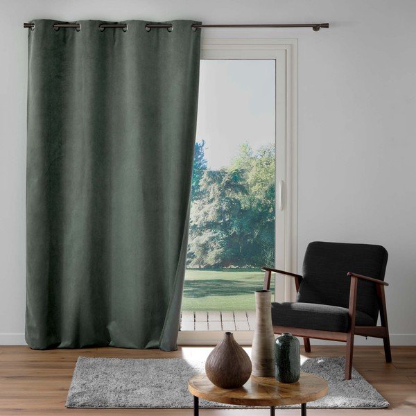 Khaki spalvos iš velveto užuolaida 140x260 cm Olympe – douceur d'intérieur-image-1