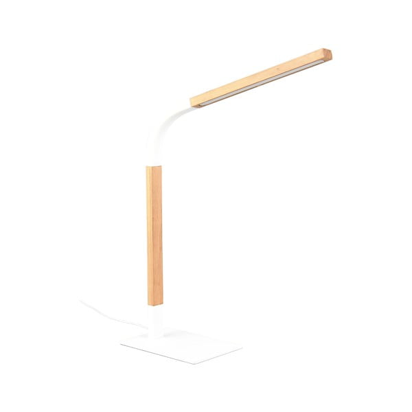 Stalinis šviestuvas baltos spalvos/natūralios spalvos LED su pritemdymo funkcija (aukštis 73,5 cm) su mediniu gaubtu Norris – Trio