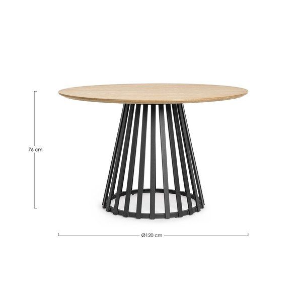 Apvalios formos valgomojo stalas su uosio dekoro stalviršiu ø 120 cm Cillian – Bizzotto-image-4