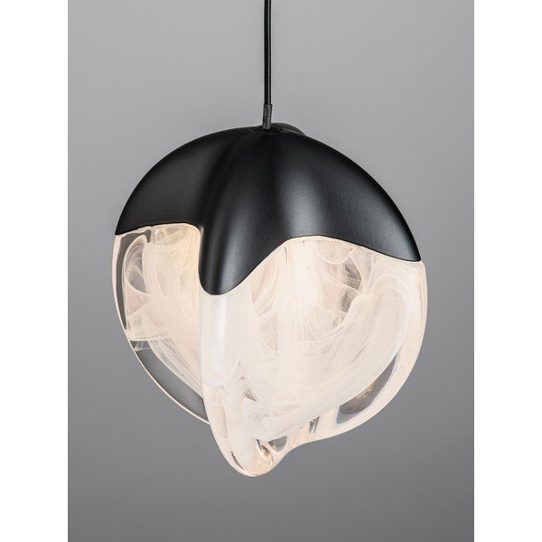 Matinės juodos spalvos iš aliuminio kabantis šviestuvas LED su pritemdymo funkcija ø 12 cm su stiklo gaubtu Alicia – Nova Luce-image-2