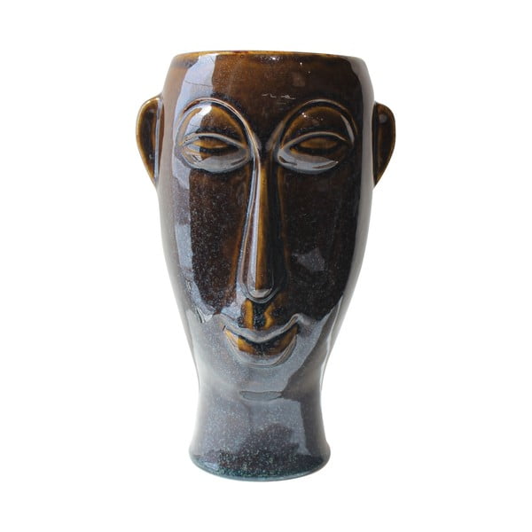 Tamsiai ruda porcelianinė vaza PT LIVING Kaukė, aukštis 27,2 cm