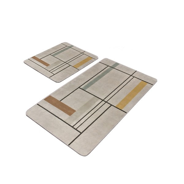 Vonios kilimėliai šviesiai rudos spalvos 2 vnt. 60x100 cm – Mila Home