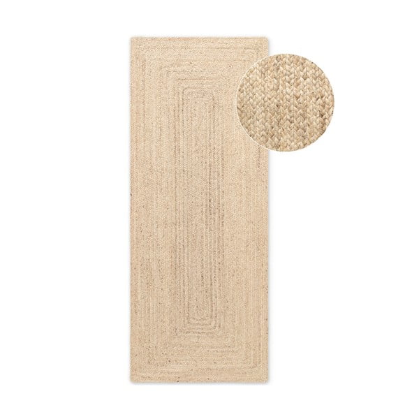 Apverčiamas/rankų darbo šviesios natūralios spalvos iš džiuto kilimas 80x200 cm Juno – Hanse Home