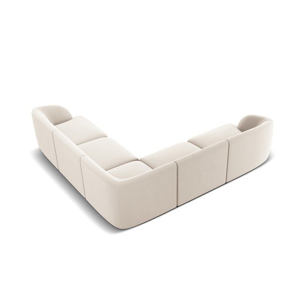 Smėlio spalvos aksominė kampinė sofa Miley - Micadoni Home-image-3