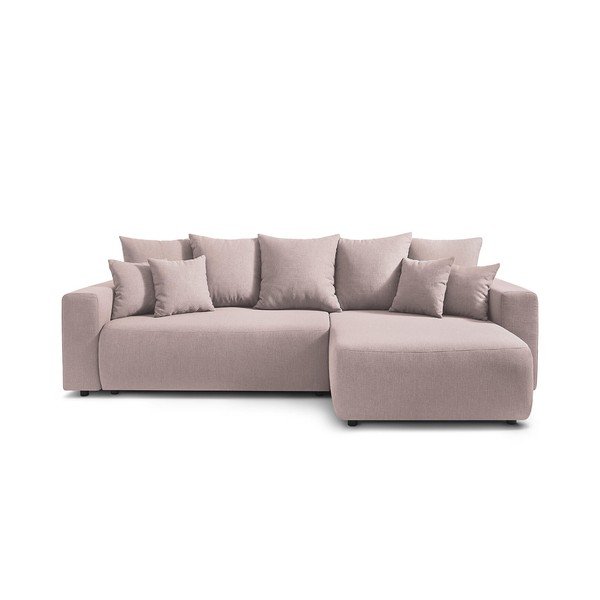 Šviesiai rožinės spalvos kampinė sofa-lova Bobochic Paris Envy-image-3
