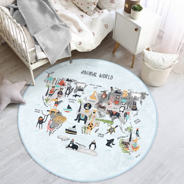 Vaikiškas kilimas šviesiai mėlynos spalvos ø 120 cm Comfort – Mila Home-image-4