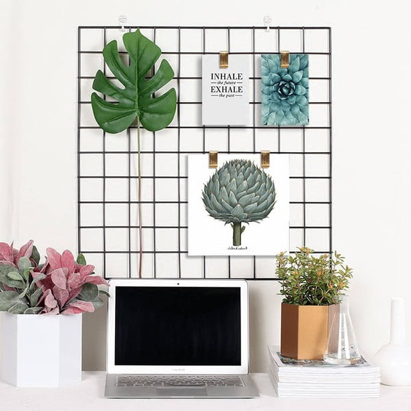 Juoda metalinė pranešimų lenta su segtukais, 60 x 60 cm-image-1