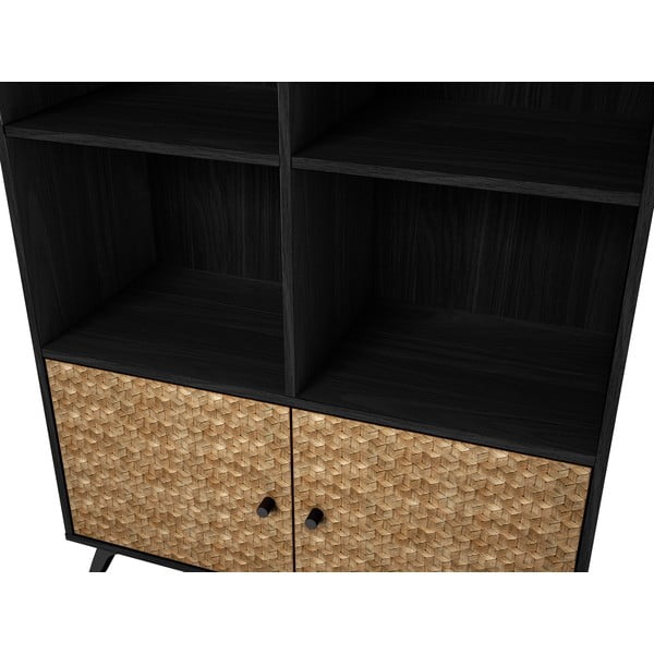 Juoda egzotinės medienos knygų spinta 92x160 cm Hanoi - Marckeric-image-1