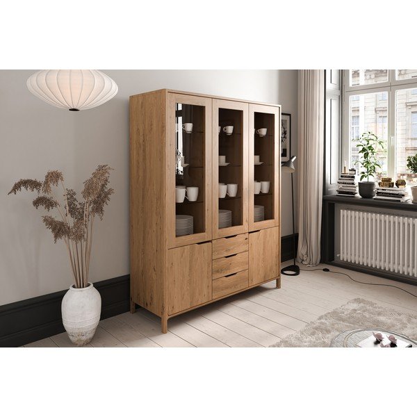 Iš ąžuolo masyvo vitrina natūralios spalvos 140x188 cm Twig – The Beds-image-3