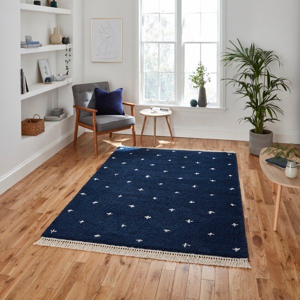 Tamsiai mėlynas kilimas Think Rugs Boho Dots, 160 x 220 cm-image-1
