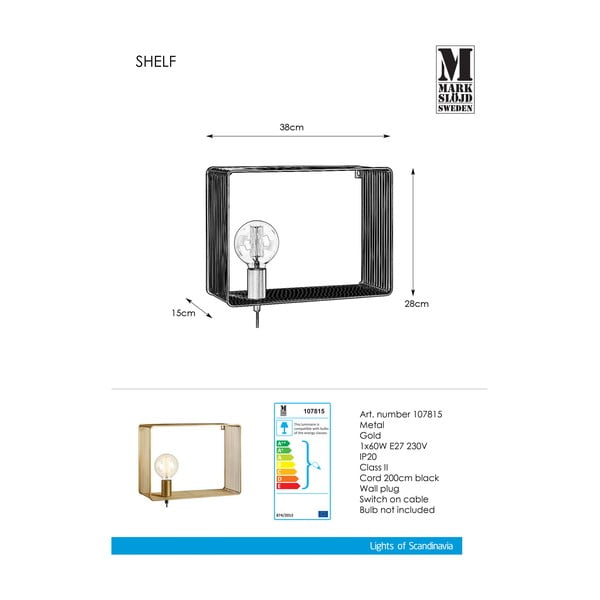 Aukso spalvos sieninis šviestuvas Markslöjd Shelf Wall Gold-image-2