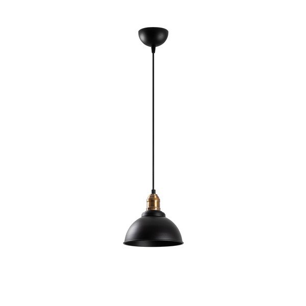 Juodos spalvos kabantis šviestuvas ø 21 cm su metaliniu gaubtu Varzan – Opviq lights-image-3