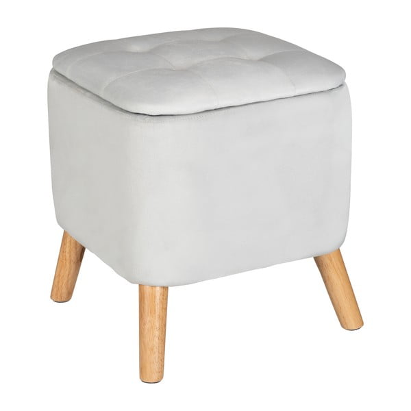 Šviesiai pilka aksominė taburetė - Wenko-image-2