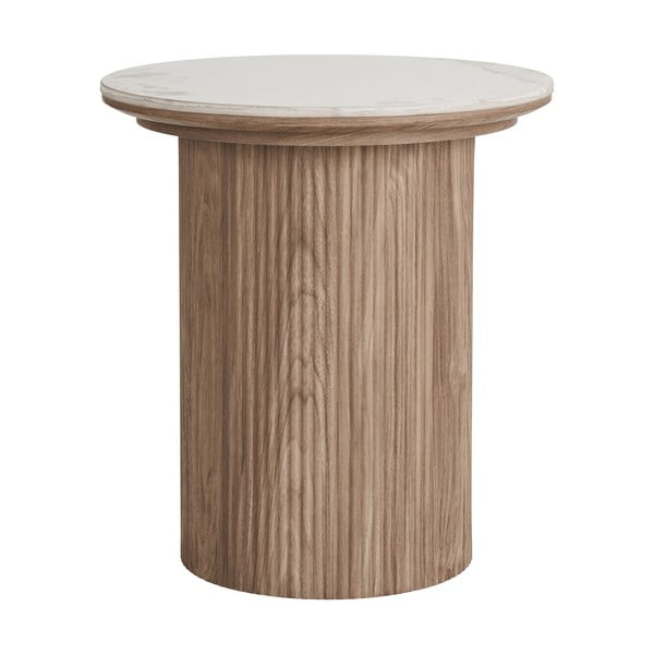 Apvalios formos šoninis stalas su marmuro dekoro stalviršiu ø 45 cm Athens – House Nordic-image-4
