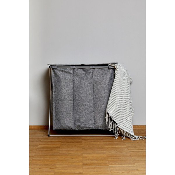 "Wenko Trio" pilkas 3 skyrių skalbinių krepšys, 118 l talpos-image-1