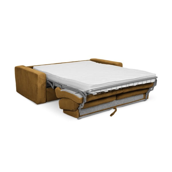 Garstyčių spalvos iš kordinio velveto sulankstoma sofa 195 cm Nona – Makamii-image-3