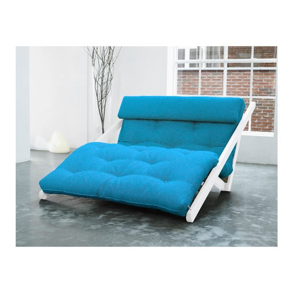 "Karup Figo" gultas, baltas / horizontali mėlyna, 120 cm