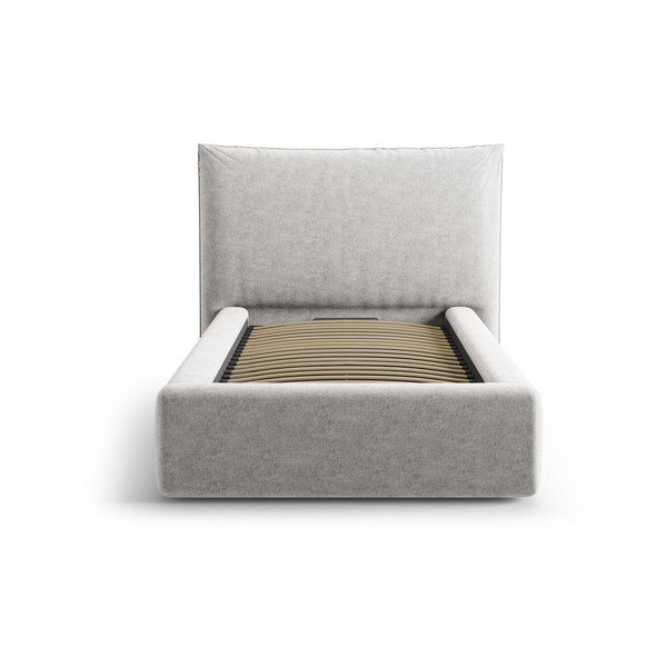 Šviesiai pilkos spalvos viengulė lova audiniu dengta su sandėliavimo vieta su lovos grotelėmis 90x200 cm Kaelle – Micadoni -image-3
