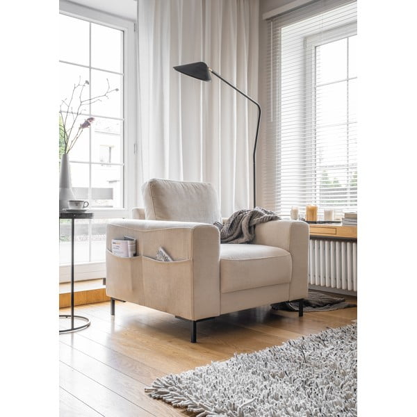 Iš kordinio velveto krėslas smėlio spalvos Lofty Lilly – Miuform-image-2