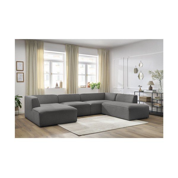 Tamsiai pilkos spalvos modulinė kampinė sofa (su dešiniuoju kampu/„U“ formos) Megeve – Bobochic Paris-image-3