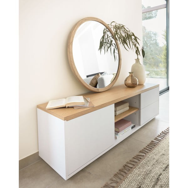 Baltos spalvos TV spintelė iš ąžuolo 150x44x36 cm Abilen – Kave Home-image-3
