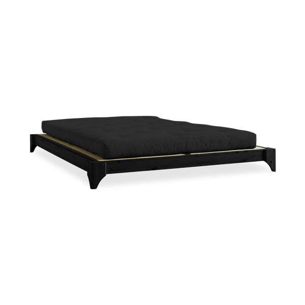 Pušies dvigulė lova su čiužiniu ir tatami "Karup Design Elan Comfort Mat Black/Black", 140 x 200 cm