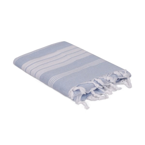 Šviesiai mėlynas ir baltas rankšluostis, 170 x 90 cm